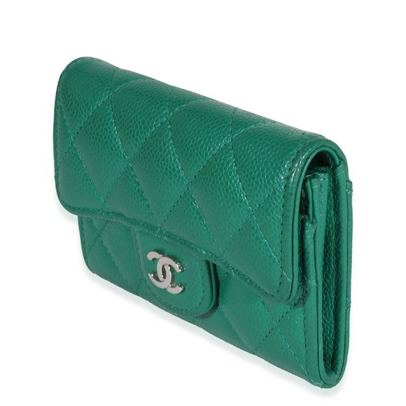 Chanel Emerald Quilted Caviar Flap Card Holder - Picture 2 of 7